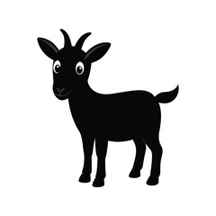 Goat silhouette vector illustration. Animal design, farm, nature, livestock, rural, wild, grazing, horned, mammal

