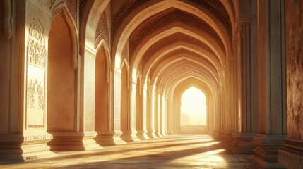 Obraz premium Arched Corridor with Sunlight