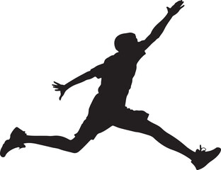 Dynamic Leaping Silhouette | Courageous Athletic Pose | Powerful Motion | Energetic Jump | Action Figure in Mid-Air