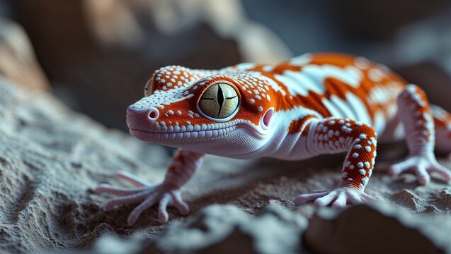 Photorealistic image of a gecko looking curious on white background