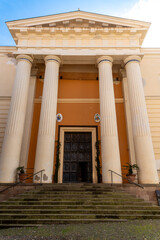 Classical Cathedral Entrance with Ionic Columns