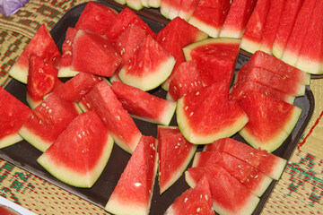 Fresh watermelon pieces. Fresh fruit pieces