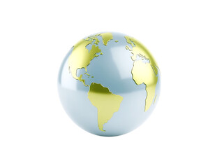 Naklejka premium 3D rendered globe with gold continents against a transparent background.