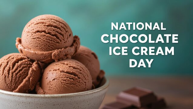 Indulge in rich chocolate ice cream Happy National Chocolate Ice Cream Day Creamy decadent scoops in