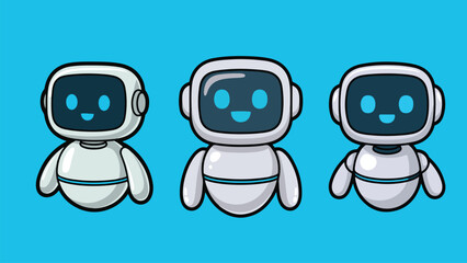 Cute Robot Character Vector – Flat Cartoon Style Friendly AI Bot Illustration with Smiling Face for Technology, Mascot, or Chatbot Concepts