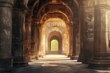 Ancient Archway Passage with Columns