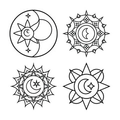 a set of celestial moon mandala design