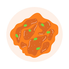 Closeup Rendang Indonesian Food Illustration