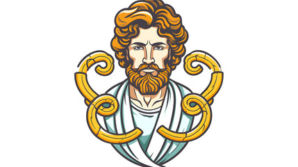 Naklejka premium Asclepius Cartoon Vector Illustration for Medical Symbols - Isolated Healthcare Icon Design for Web, Print, App Usage
