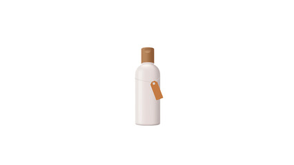 Isolated bottle with tan flip-top cap and tag for product mock-up or branding, sleek and modern