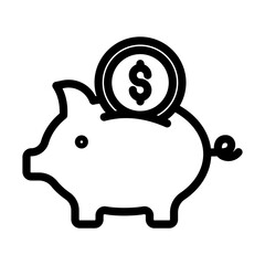 Piggy Bank and Dollar Coin Illustration