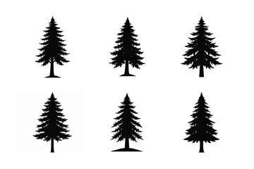 Obraz premium Pine tree silhouette vector illustration