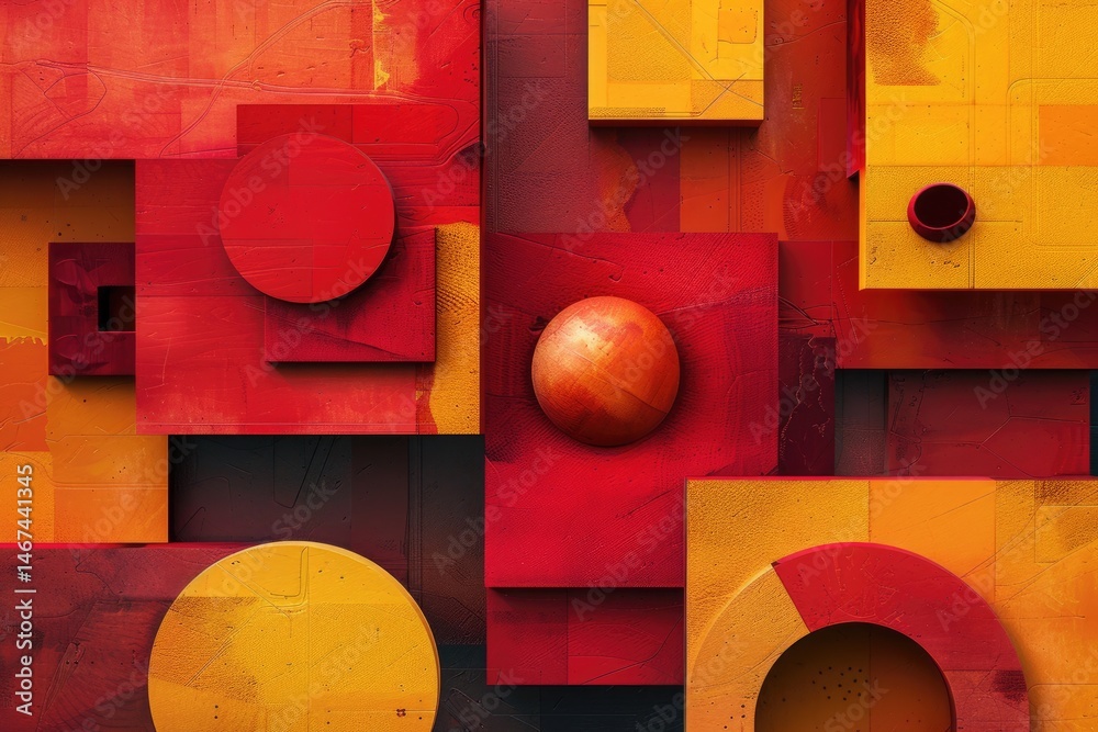 Poster the abstract picture of the red shape repetitive pattern polygon geometry in the background, geometr