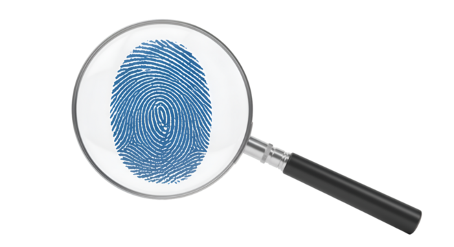 fingerprint magnified biometric security investigation concept person Identification transparent PNG background 