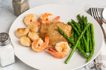 bake haddock  with  shrimp and scallops