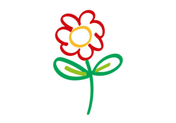 Dibujo a trazo de pincel de una flor de pétalos rojos