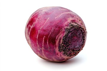 A fresh, raw beetroot with its deep red color and natural texture, isolated on a white background
