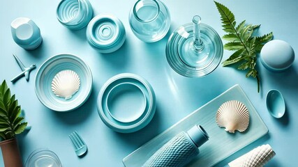 Sky blue marine lifestyle flat lay