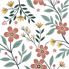 Seamless pattern design created from various types of flowers