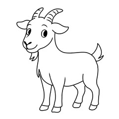 Goat animal Cartoon Coloring Page For Kids