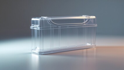 Photorealistic image of a clear plastic bottle pump with tube on a white background