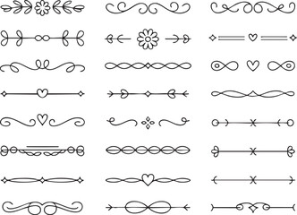 Hand drawn decorative dividers and borders for wedding invitations, vintage stationery, scrapbooking, web design, greeting cards, ornate frames, DIY projects, and elegant graphic elements

