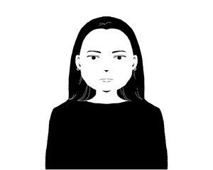 ロングヘアーの女性の顔のイラスト