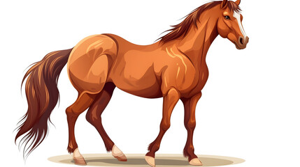 Obraz premium Elegant Red-Haired Horse Standing on White Background - Professional Animal Photography