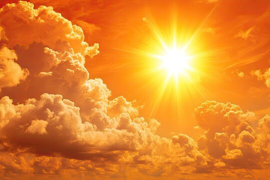 Fiery Sun and Clouds