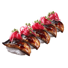 Delicious Unagi Sushi with Pickled Red Onions