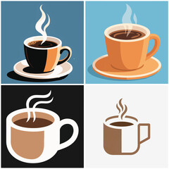 Four vector coffee cup icons. 