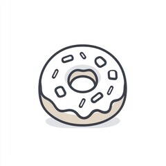 Glazed donut with sprinkles, dessert food illustration, white background, bakery