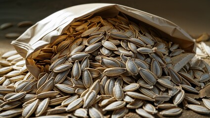 Photorealistic image of a bag of sunflower seeds