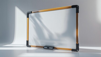 Photorealistic image of a acrylic dry erase board with magnetic backing on a white background