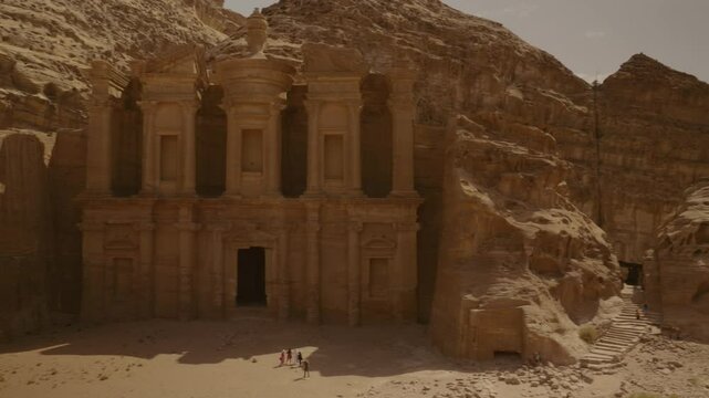 Panoramic view of the monastery in Petra, during midday