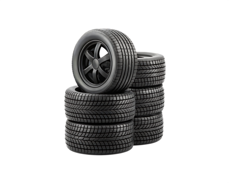 Stack of tires isolated on white isolated on white background PNG