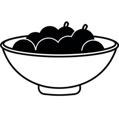 Black and white bowl of food with herbs