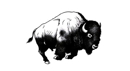 Bison Illustration Isolated on White Background