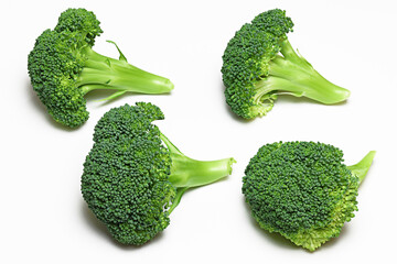 Fresh Broccoli , broccoli spears , sections , cut, on white background