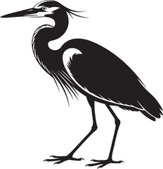 Obraz premium Heron Silhouette SVG – Elegant Bird Vector for Nature DesignsFlying Heron Clipart – Wildlife SVG for Crafts & PrintsWading Bird Vector – Heron Design for Nature & Bird LoversHeron Standing SVG –