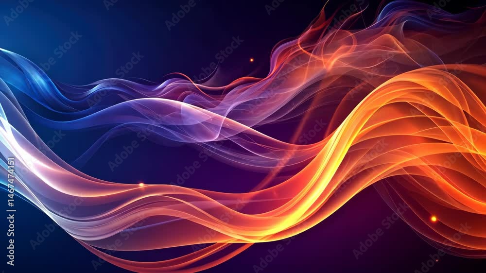 Aufkleber abstract flowing energy waves in vibrant colors with sparkling particles