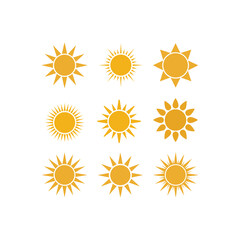 different type of set of sun vector on a white background