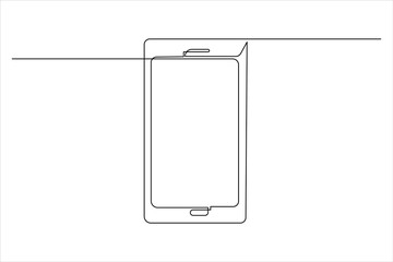 Smart phone icon continuous one line drawing with  isolate simple outline vector illustration
