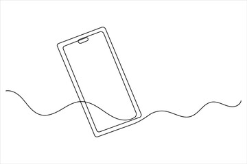 Obraz premium Smart phone icon continuous one line drawing with isolate simple outline vector illustration