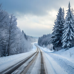 "Enchanting Winter Landscape with Frost-Covered Trees and Sunlight"

