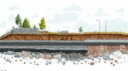 Cross-section of a coastal embankment