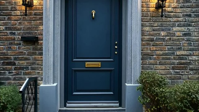 Package delivery at a cozy home entrance during evening hours with warm lighting