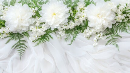 Elegant White Flowers on Soft Fabric Background for Decoration