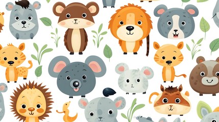 Professional seamless animal pattern cartoon illustration for versatile usage