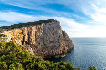 Cliff face above sea at Capo Caccia near Alghero in Sardinia